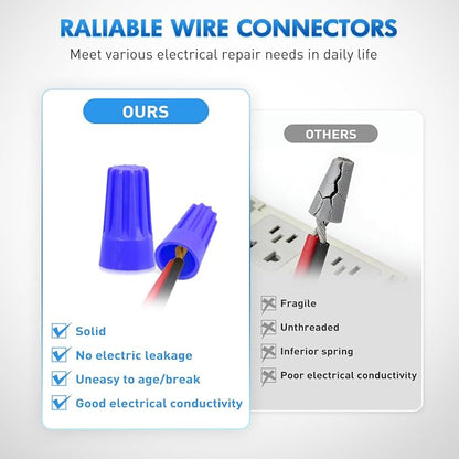 Nilight 400PCS Blue Wire Connectors Kit 20-18 AWG Electric Wire Caps Insulating Insert Twist Electrical Wire Terminal with Spring for Connect Electrical Wiring Automotive Car Truck Boats Marine