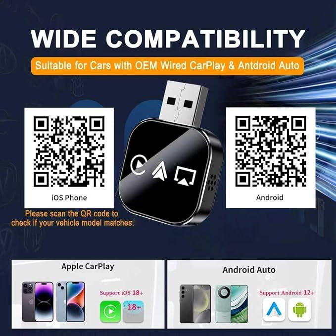 2026 Upgrade 3 in 1 Wireless CarPlay Adapter (for Android)