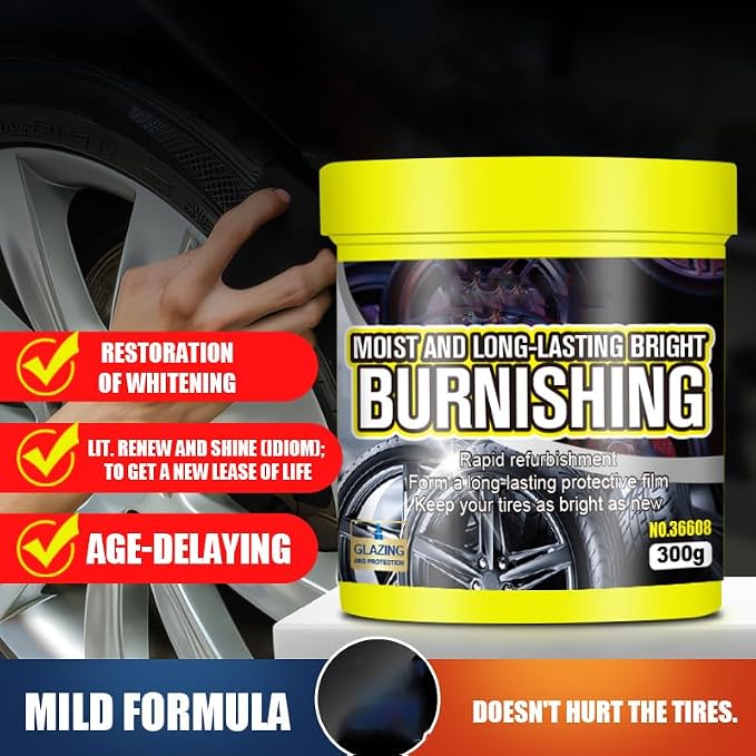 Tire Maintenance And Coating Paste, Long Lasting Tire Shine Wax, Car Tire Shine Gel, Wheel And Tire Cleaner, Car Tire Blackening Coating Wax Long Lasting Shine Rain Resistant Waterless Wax (1pcs)