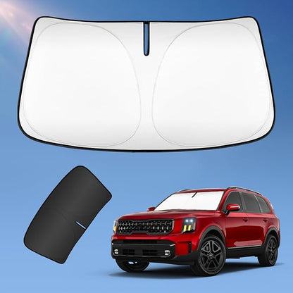 Sun Shade Sunshade for Kia Telluride 2025 2020-2024 Windshield Cover, 4-Layers Sun Shield 250T Silver Sun Visor Foldable Front Window Shade Blocks UV Rays Car Accessories