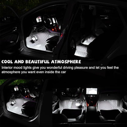 povtii Car LED Strip Light, 24 LED RGB Auto Under Dash Interior Atmosphere Lights, USB Vehicle Decorative Lamp Ambient Night Light Strip, Lighting Kit Car Accessories (White)