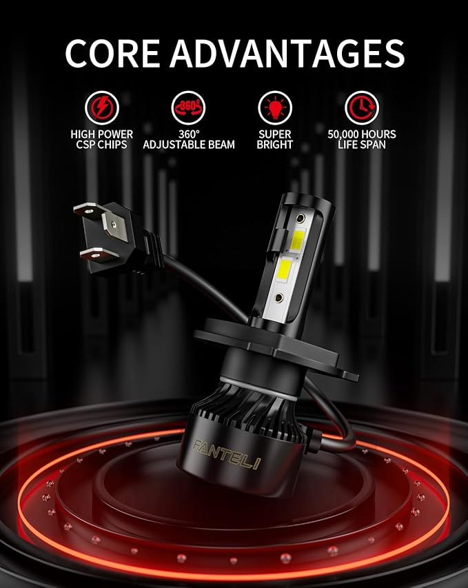 2x 𝖧𝟦/𝟫𝟢𝟢𝟥 Bulbs, 40000LM 900% Brighter 1:1 Size, No Adapter Required, 6500K Cool White IP68 Waterproof Off-Road Lights, Pack of 2
