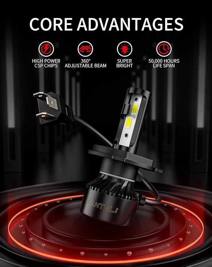 𝖧𝟦/𝟫𝟢𝟢𝟥/𝖧𝖡𝟤 Bulbs, 34000LM 800% Brighter, Backup Plug & Play 6500K Cool White, IP68 Waterproof Quick Install, Pack of 2, Interior Off Road Lights