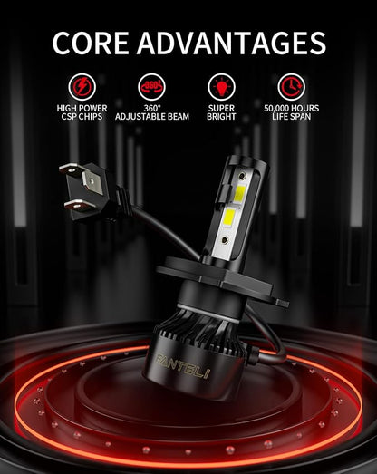 𝖧𝟦/𝟫𝟢𝟢𝟥/𝖧𝖡𝟤 Bulbs, 34000LM 800% Brighter, Backup Plug & Play 6500K Cool White, IP68 Waterproof Quick Install, Pack of 2, Interior Off Road Lights