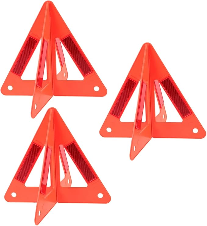 3pcs Foldable Emergency Safety Reflective Triangles for Vehicles High Visibility Roadside Warning Sign for Cars and Trucks Durable Design for Enhanced