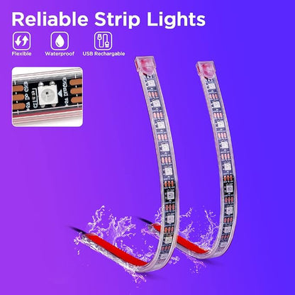 Xprite Dreamcolor USB LED Cars Interior Lights Strip Kits, w/Remote & Bluetooth APP Control, Footwell Under Dash RGB Neon Chasing Inside Lights, DIY Music Mode, Universal for Vehicle Trucks UTV ATV