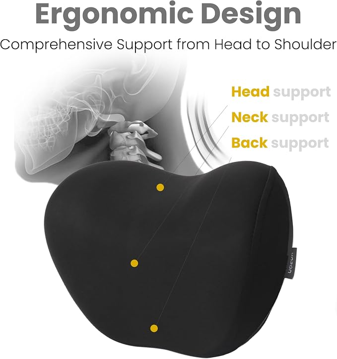 HOPON 2025 Upgrade 2 Pack Headrest Pillow for Tesla Model 3 Y S X,Car Neck Pillow with Breathable Fabric,Soft Pillow for Tesla,Memory Foam Tesla Accessories 2 Pack - Black