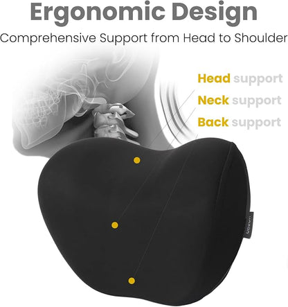 HOPON 2025 Upgrade 2 Pack Headrest Pillow for Tesla Model 3 Y S X,Car Neck Pillow with Breathable Fabric,Soft Pillow for Tesla,Memory Foam Tesla Accessories 2 Pack - Black