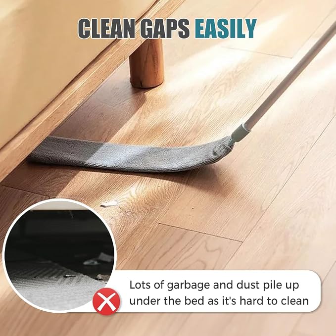 Retractable Gap Dust Cleaner with Microfiber Cloths,Extendable Long Handle Washable Bendable Duster Brush for Cleaning Under Appliances Furniture Couch Fridge