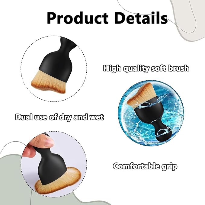 4 Pcs Car Interior Cleaning Soft Brushes,Car Interior Detailing Brush,Car Cleaning Brush Dust Collectors, Car Interior Cleaning Soft Brushes,Curved Design Dirt Dust Clean Brushes