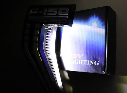 iJDMTOY Xenon White LED Background Illumination Lighting Kit Compatible with 2021-up Ford F150 Side Fender Emblem