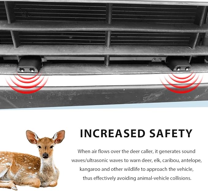 4 PCS Deer Whistles for Car, Dual Construction Deer Warning Device with Waterproof Adhesive Tapes, Animal Alert Horn Avoids Collisions Suitable for Cars Trucks Motorcycles (Black)