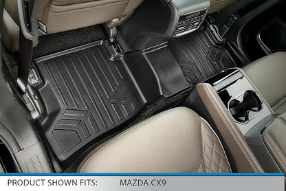 SMARTLINER Custom Fit Floor Mats 2 Rows & Cargo Liner Behind 2nd Row Set for 2016-2023 Mazda CX9