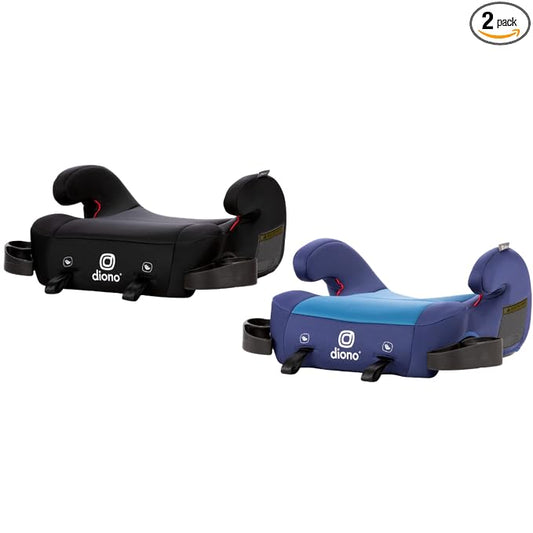 Diono Solana 2 XL Pack of 2 2022, Dual Latch Connectors, Lightweight Backless Belt-Positioning Booster Car Seat, 8 Years 1 Booster Seat, Black/Blue