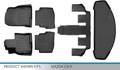 SMARTLINER 3 Row Floor Mats & Cargo Liner Behind 3rd Row Compatible with 2016-2023 Mazda CX9