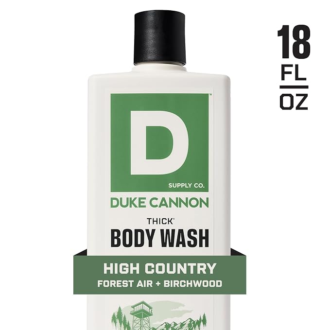 Duke Cannon Supply Co. Mens THICK Body Wash - Free of Sulfate, Paraben, & Phthalates Leaving Skin Soft and Hydrated - High Viscosity Odor Protection - Long Lasting Freshness - High Country (18oz)