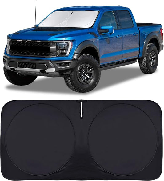 for F150 F-150 Windshield Sunshade Sun Shade BOODANCARS F150 F250 F350 Trucks Windshield Cover Sun Visor Shield 4-Layer 210T UV Ray Reflector Car Front Window Sunshade Protector