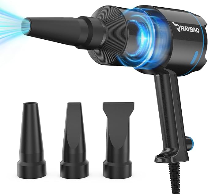 Air Cannon Car Dryer Blower -1300W Filtered Car Blower for Drying, 22000FPM / 90CFM Air Dryers, Blowers & Blades for Car Detailing, Washing, Cord 5M/16.4Ft Blower for Boat RV Motorcycle