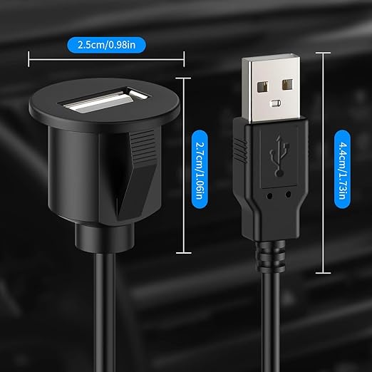 Universal Auto USB Extension Cable Dashboard Flush Mount for Car Radio Stereo Android Wince Head Unit DVD CD Media Player 3 Feet
