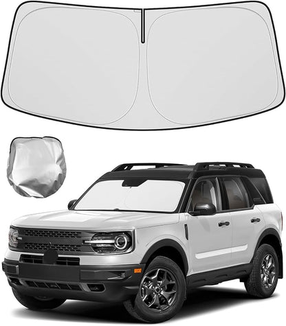 BIBLOZ Car Windshield Sun Shade for Ford Bronco Sport 2021-2025 2026 Accessories Foldable Car Sunshade Front Windshield Sun Visor PET Reflective Material(Not for Bronco)