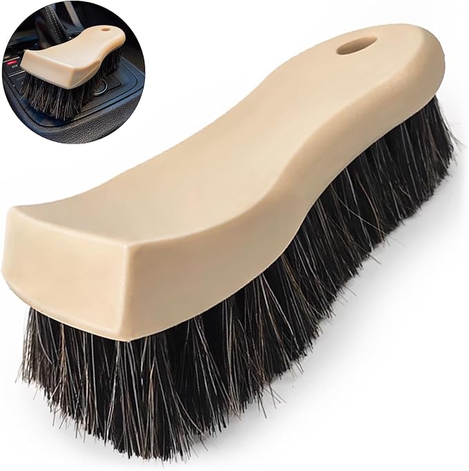 YeewayVeh Leather Cleaning Brush, Long Bristle Horse Hair Car Cleaning Brush for Car Interior Leather Seat and Home Furniture