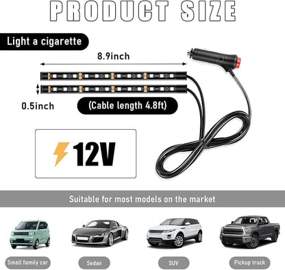Wevdn Car Interior LED Strip Light, 12V 24 LED Neon Ambient Night Light with Cigarette Lighter Plug, Automotive Atmosphere Decorative Under Dash Lighting Kit, Car Accessories (Ice Blue)