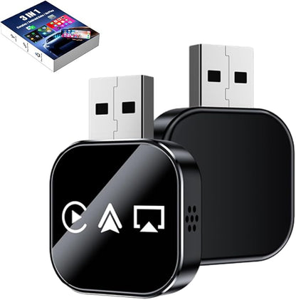 Wireless Carplay Mirror Link Adapter, 2026 Upgrade 3 in 1 auto Adapter with 2.4/5ghz WiFi & Bluetooth 5.0, Instant Wired to Wireless Conversion Plug & Play for Carplay,AirPlay (A, for Android)