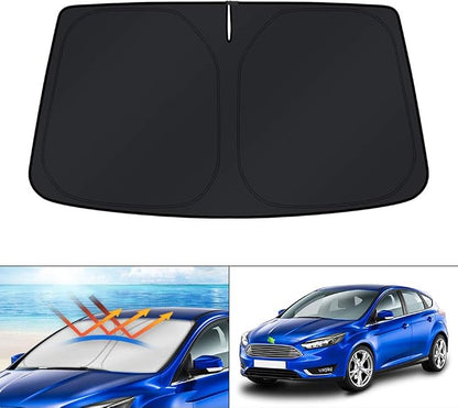 KUST Windshield Sun Shade for Ford Focus 2012-2018 Hatchback Accessories Custom Fit Window Shade Foldable Sun Visor Protector Blocks UV Rays Keep Your Car Cooler