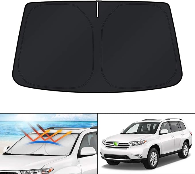 KUST Windshield Sun Shade for 2008-2010 2011 2012 2013 Toyota Highlander Accessories Custom Fit Sunshade Foldable Sun Protector Blocks UV Rays