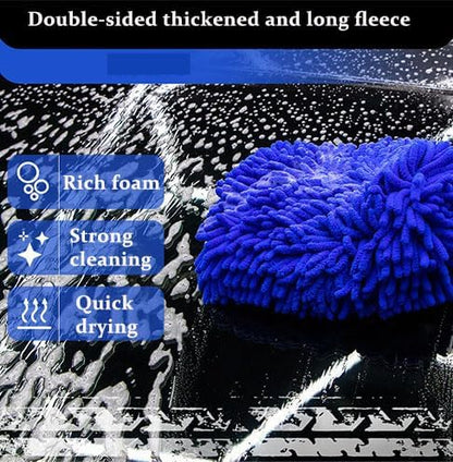 Car Wash Mitt Chenille Microfiber Super Absorbent, Premium Car Washing Gloves for Cleaning Cars, Trucks, Motorcycles (Yellow)