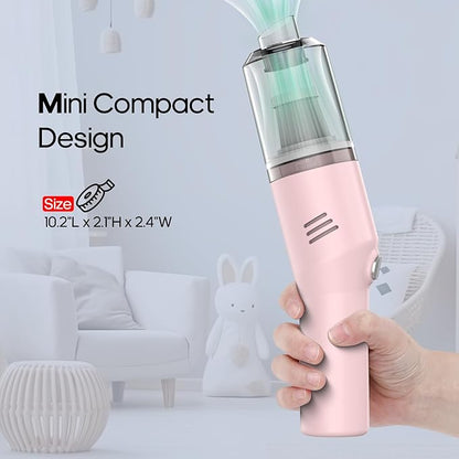 Auloea Portable Mini Car Vacuum Cleaner Pink, High Power Cordless(400g) Handheld Rechargeable Vacuum Cleaner for Desk V06