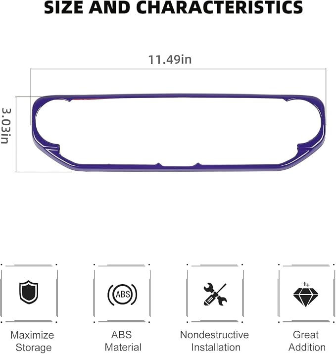 RT-TCZ Air Conditioning Dashboard Center Console Control Trim Panel Cover Interior Accessories Decoration Trim Kit for 2018-2022 Jeep Wrangler JL JLU & Jeep Gladiator JT (Purple)