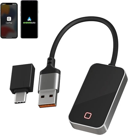 Wireless Carplay and Android Auto Adapter - Android Carplay for iPhone 6+/2016+ Cars, USB/Type-C Bluetooth Wireless Auto Car Adapter with 5Ghz WiFi Bluetooth Connection