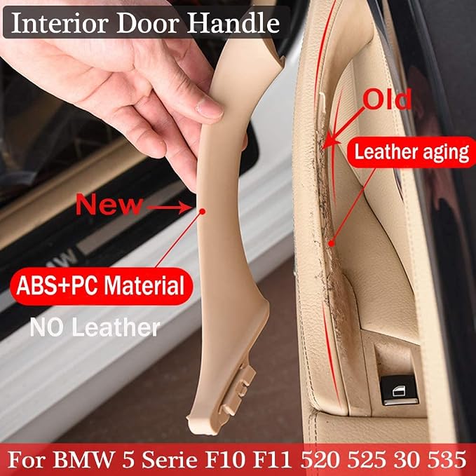 Side Door Handle for BMW 5 Series F10 F11,Inner Door Pull Handle Trim Cover Kits Replacement Window Switch Armrest Panel for BMW 520 523 525 528 530 535 (Beige)