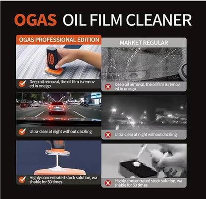 Handheld Car Glass Oil Film Remover with Emulsion Cleaner, Automotive Glass Cleaning Board, Universal Window Cleaning Brush for Windshield, 100g