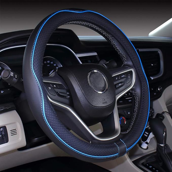 Mayco Bell 2019 New Microfiber Leather Car Extra Large Steering Wheel Cover for Big Trucks (17'', Light Blue)