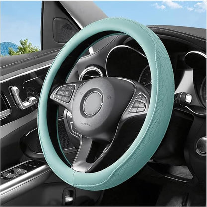 Zpana Car Steering Wheel Cover, 14.5-15" Breathable Soft Leather Vehicle Steering Wheel Protector with Anti-Slip Lining, Comfortable Auto Interior Decoration Accessories, Universal Fit (Tiffany Lane)