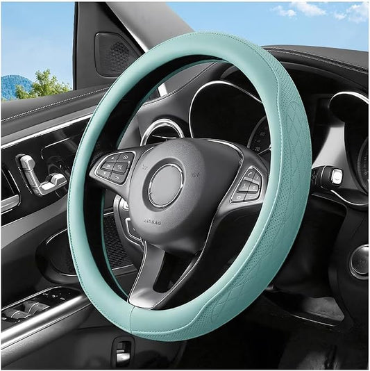 Zpana Car Steering Wheel Cover, 14.5-15" Breathable Soft Leather Vehicle Steering Wheel Protector with Anti-Slip Lining, Comfortable Auto Interior Decoration Accessories, Universal Fit (Tiffany Lane)