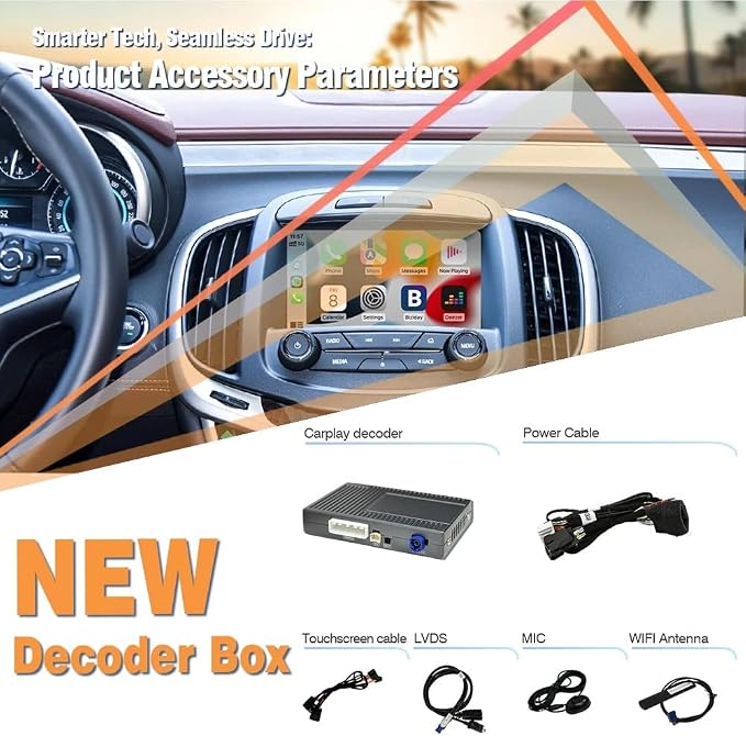 Wireless CarPlay & Android Auto Adapter for Cadillac, Buick, Chevrolet and GMC HMI 2.0 System Carplay Receiver Retrofit Kit Decoder Mirror Link, Reverse Camera, GPS Navigation BT