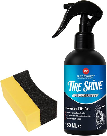 Tire Shine Spray - Long-Lasting Gloss, Advanced Dust-Repellent Formula, UV & Ozone Protection, Easy Application, Cleans & Protects Rubber & Plastic - 5fl oz/150ml