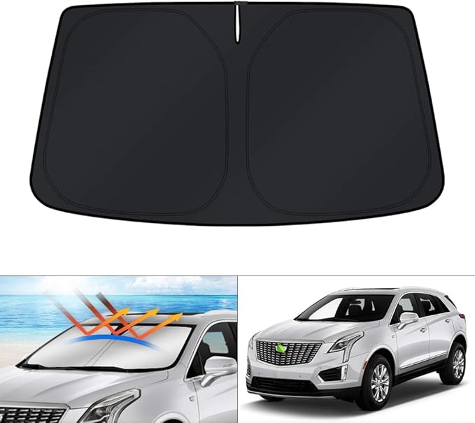 KUST Windshield Sun Shade for 2017-2024 2025 2026 Cadillac XT5 Accessories Window Shade Foldable Sunshade Protector Blocks UV Rays Keep Car Cooler
