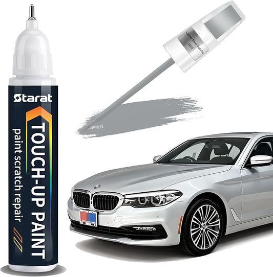 Glacier Silver Metallic(A83) Touch Up Paint Pen for BMW 2-in-1 Quick & Easy Car Scratch Repair Kit Exact OEM Match for X5/X4/iX3/X3/X2/X1/5/1 Series