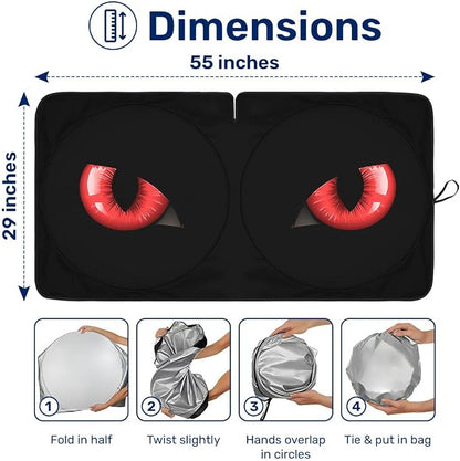 GENANY Evil Eyes Movie Windshield Sun Shade for Car SUV Truck (55x29 Inches), Automobile Sunshade, Protector Blocks UV, Car Decor