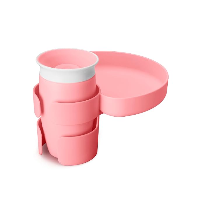 Munchkin Carseat Tray with Miracle 360 Sippy Cup for Toddlers 1-3 - Travel & Road Trip Accessory for Kids, Mess-Free Snacking and Spill Proof Drinking in The Car, Pink