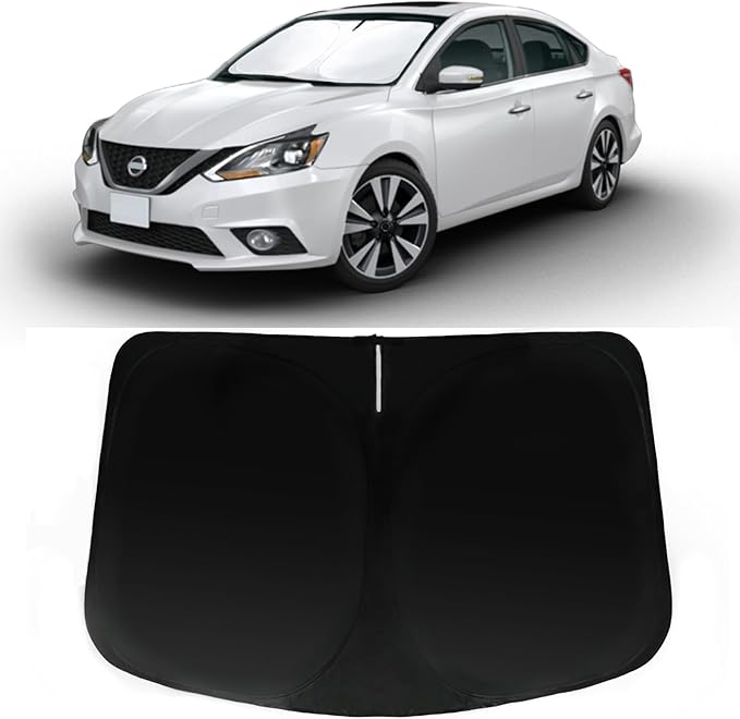 Windshield Sun Shade for Nissan Sentra 2014-2019 Car Front Window Sunshade with 240T Sun Visor Protector Blocks UV Rays Heat Sun Shield Accessories