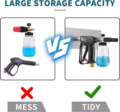 Foam Cannon Holder Pressure Washer Wall Mount Bracket Pressure Washer Nozzle Tips and Extension Wands Storage Organizer Car Wash Accessories Stainless Steel Tool Rack