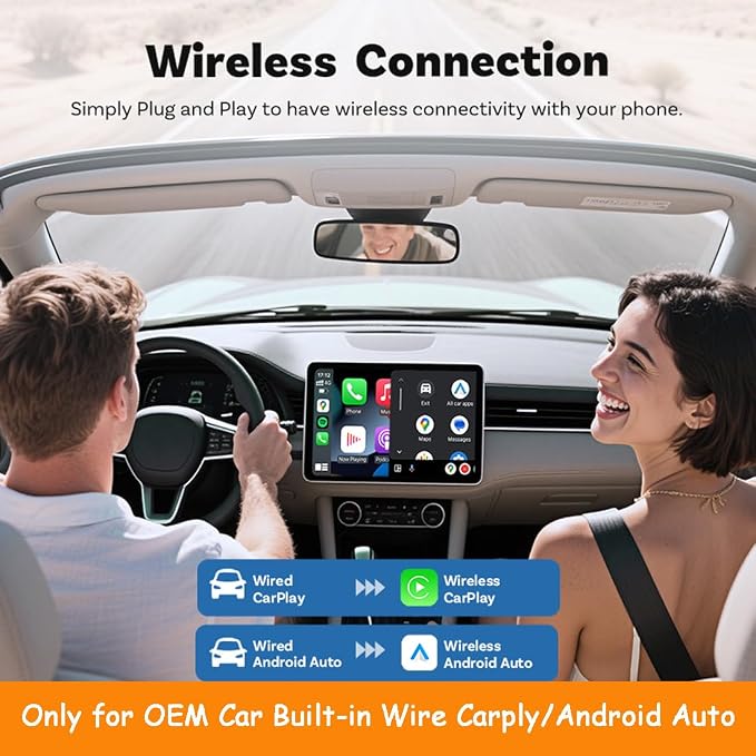 Wireless CarPlay Adapter for iPhone & Android Auto,5GHz WiFi Dongle for Stable Zero-Delay Connection,Plug & Play to Convert Wired CarPlay to Wireless,Compact Aluminum Design,iOS 10+ Android 11+