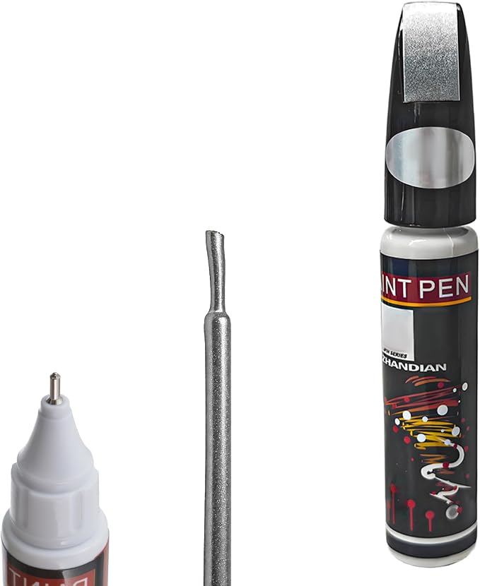 Touch Up Paint for Cars, Two-In-One Auto Body Scratch Repair Gloss Fill Pen, Professional Easy & Quick Scratch Remover Paint Pen for Most Vehicles, Car Accessories (Silver Gray)