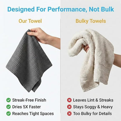 MIRACLEAN Waffle Weave Microfiber Towel, 12 x 12 inches, Barista Towels, Lint Free Cloth, Glass Towels, Waffle Towels Car Detailing, 6 Pack Premium Microfiber Cleaning Cloth
