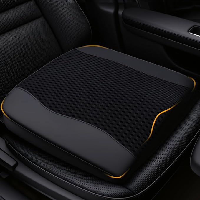 Car Seat Cushion for Long Driving Memory Foam Wedge Leather Cushion for Back Pain & Tailbone Pain Relief Non Slip & Ergonomic Car Seat Pillow Pad, Fit for Most Car Truck Office Chair & Wheelchair